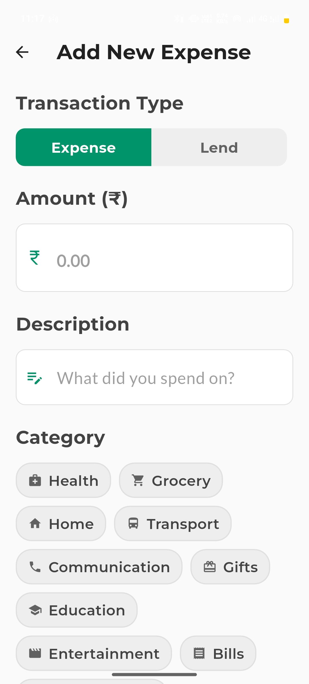 Add Expense Screen