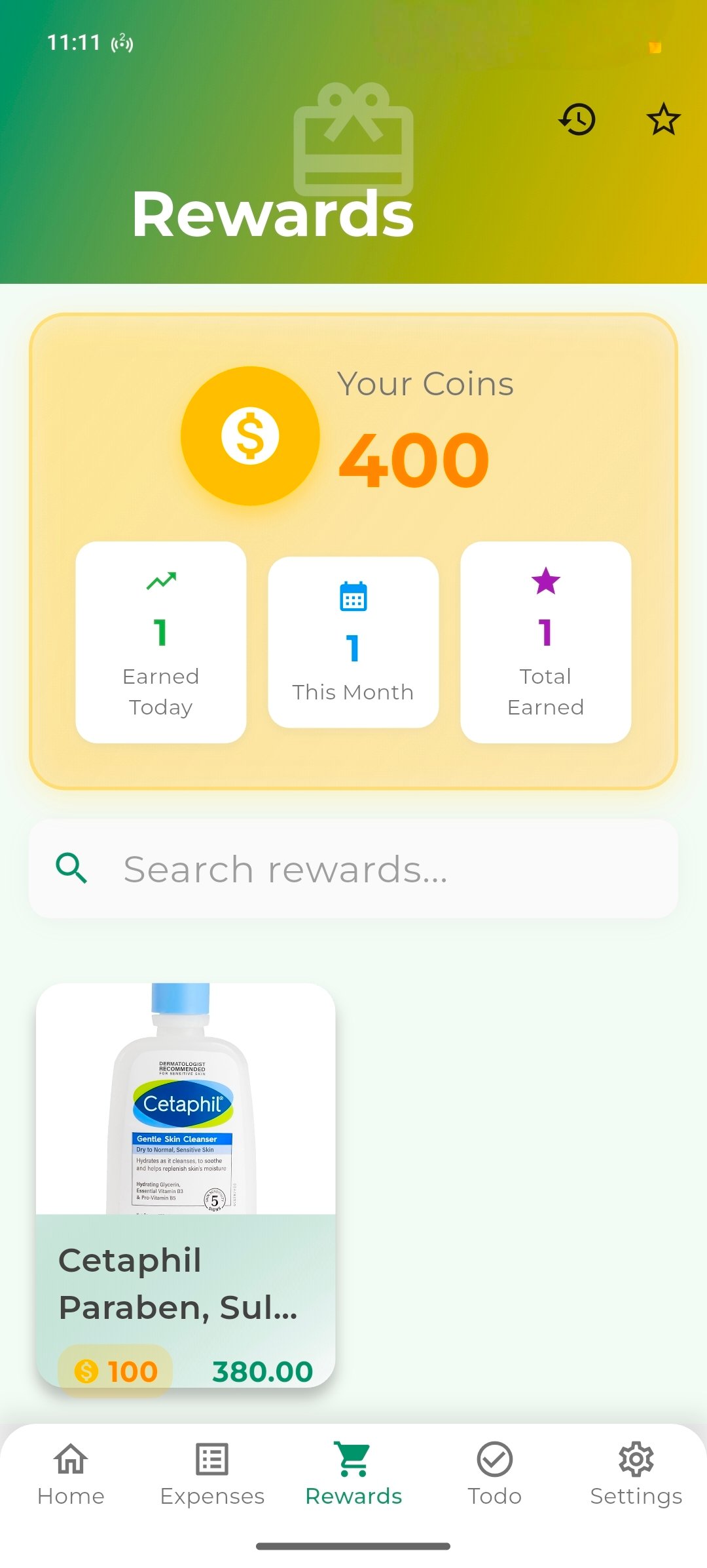 Rewards Screen